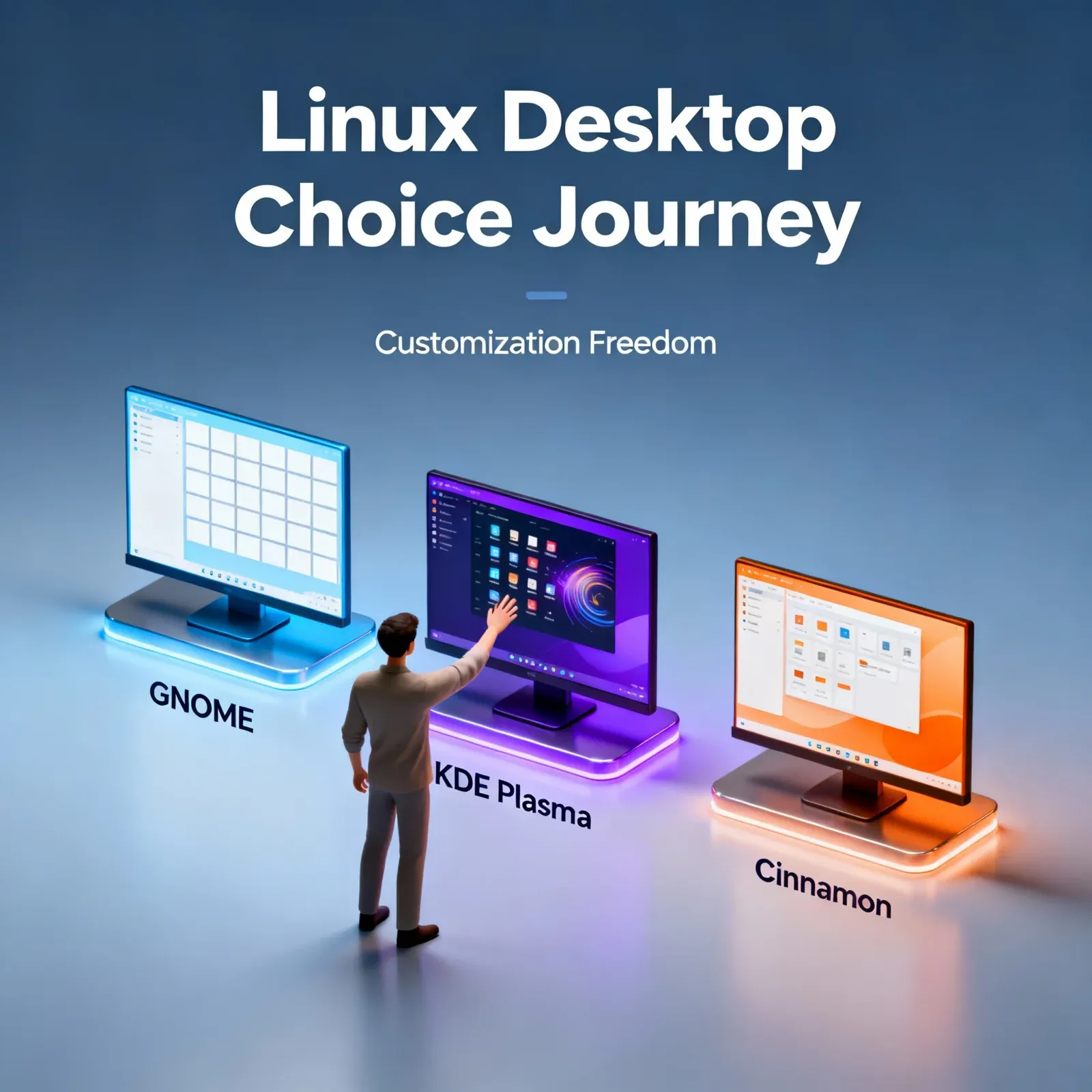 Complete guide to Linux desktop environments in 2025. Discover GNOME, KDE Plasma, Cinnamon, XFCE, MATE, LXQt and Wayfire. Comparison, choices, practical advice.