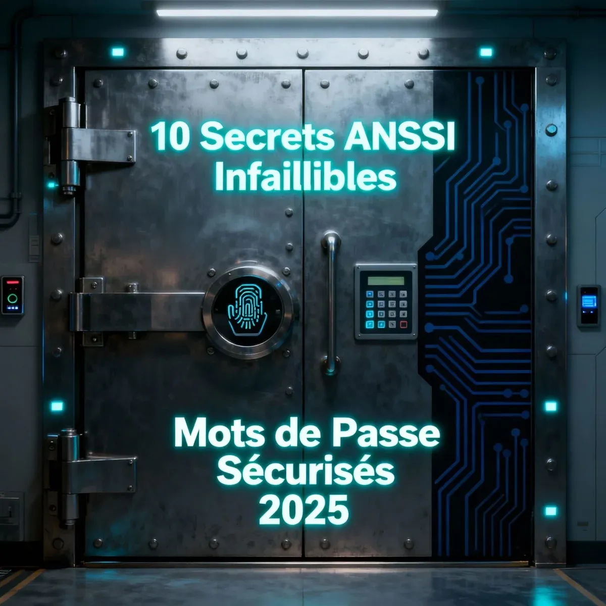 Bank vault door with fingerprint scanner and digital keypad — Secure Passwords 2025